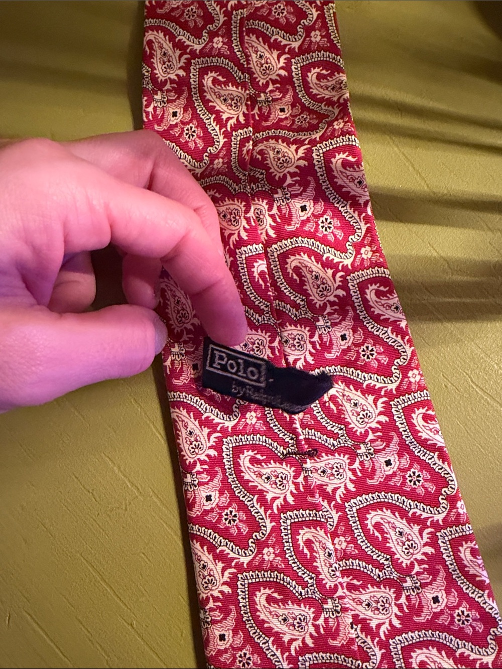 Polo by Ralph Lauren Red and Ivory Paisley Silk Tie